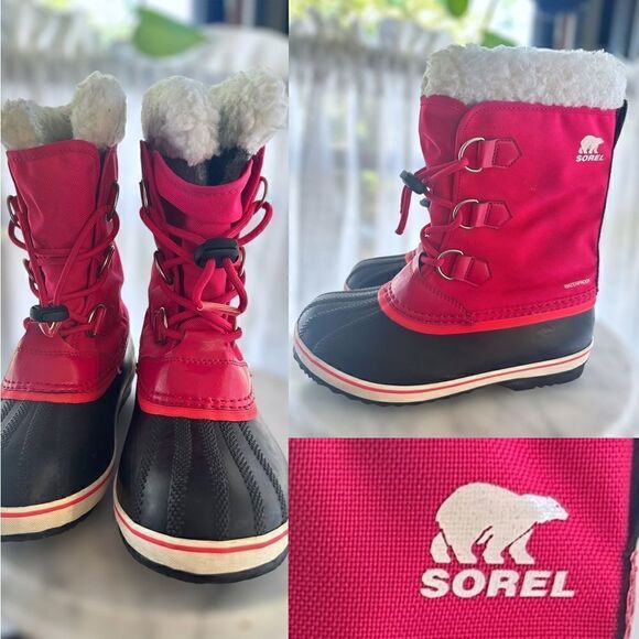 Sorel Yoot Pac Waterproof Nylon Winter Snow Boots Bright Rose Size 4 - Picture 1 of 16
